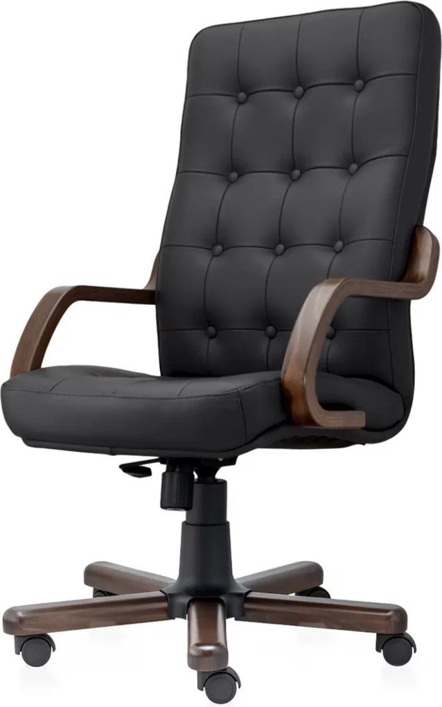 Scaun directorial ATLAS EXTRA  piele naturala, Negru