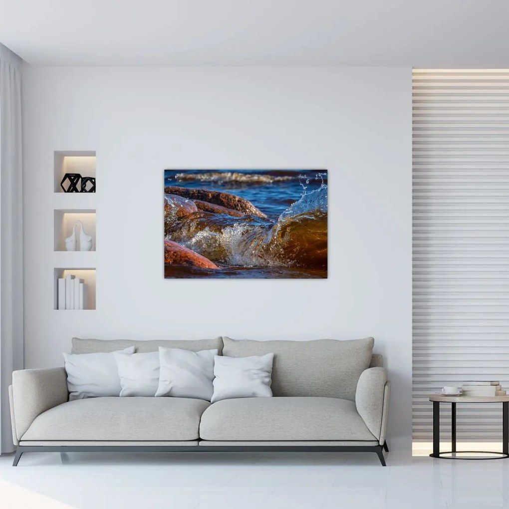 Tablou detailat - apa între pietre (90x60 cm)