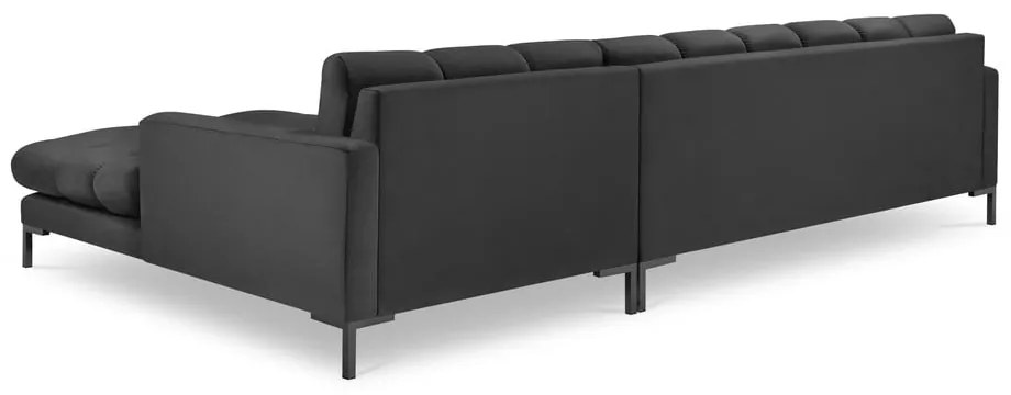 Colțar din catifea cu extensie pe partea dreaptă Cosmopolitan Design Bali, gri închis