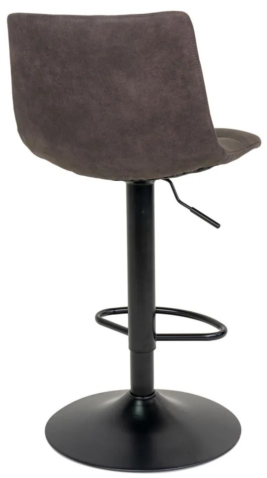 Taburet de bar Middelfart, microfibră, gri închis, picioare negre