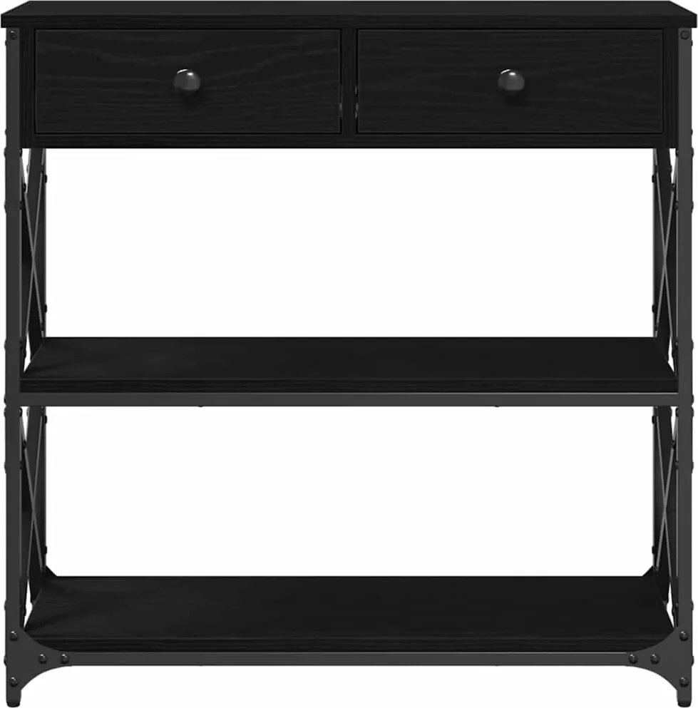 vidaXL Masă Consolă Stejar negru 75 x 28 x 75 cm Lemn compus și metal