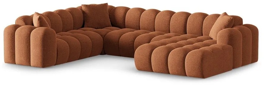 Colțar teracotă cu tapițerie din chenille (cu colț pe partea stângă/în formă de "U") Treno – Cosmopolitan Design