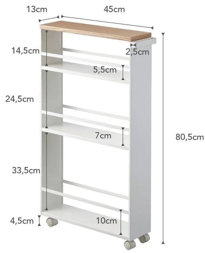 Etajeră de baie albă din metal 47,5x81 cm Tower – YAMAZAKI