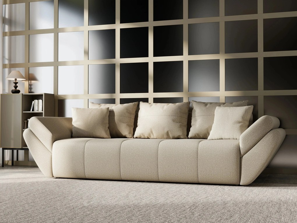 Canapea extensibilă dumonde cu ladă de depozitare si sezut confortabil din spuma high-density, Berlin Enjoy Camel 250x100 cm