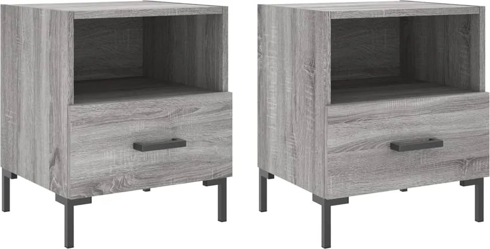 vidaXL Noptiere, 2 buc., gri sonoma, 40x35x47,5 cm, lemn compozit