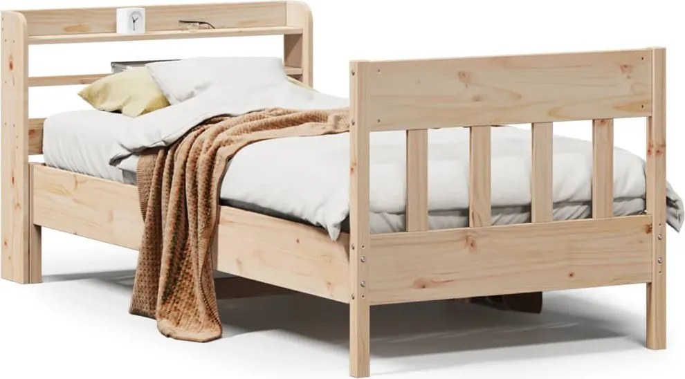 vidaXL Cadru de pat fără saltea, 75x190 cm, lemn masiv de pin