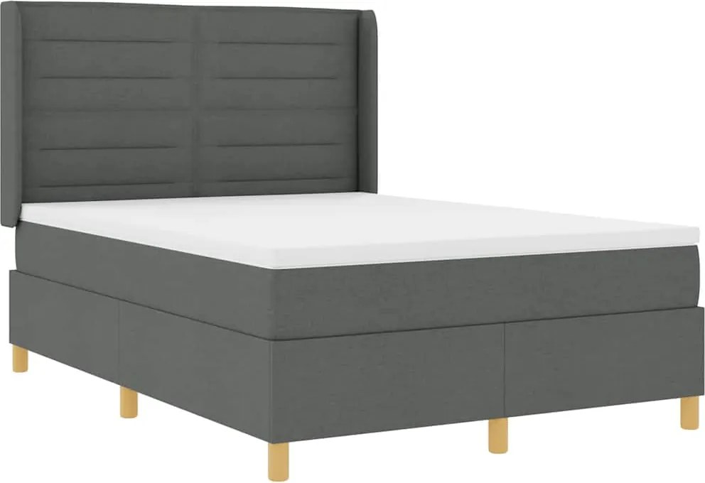 vidaXL Pat cu arcuri cu saltea cu headboard Gri 140 x 200 cm țesătură