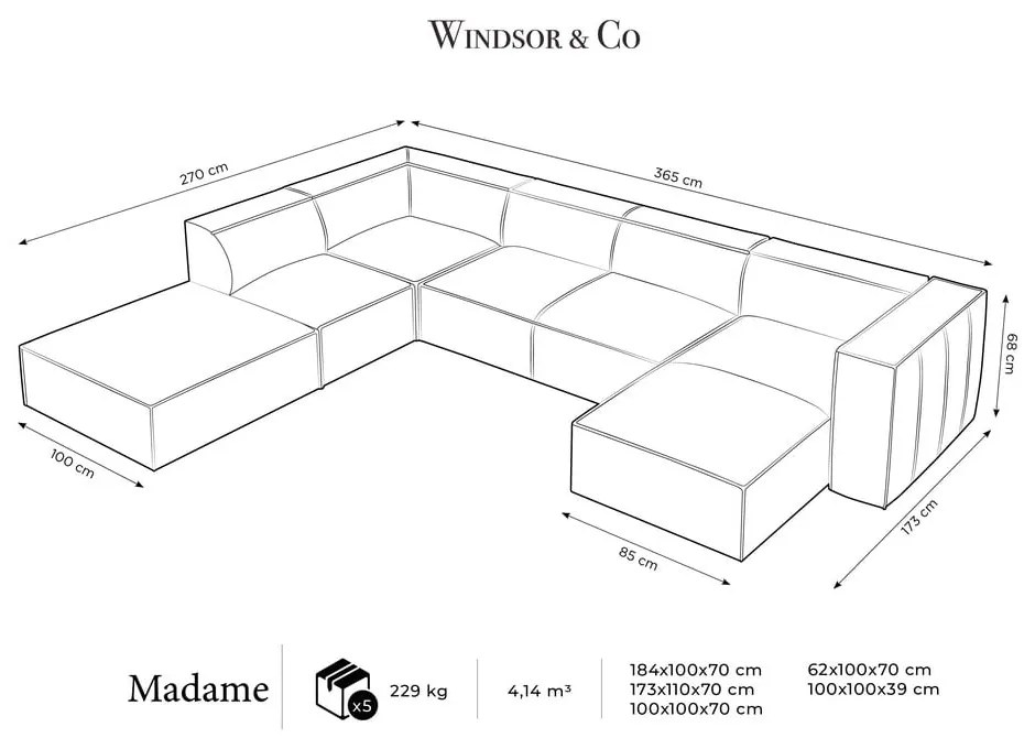 Colțar crem (cu șezlong pe partea stângă ) Madame – Windsor &amp; Co Sofas