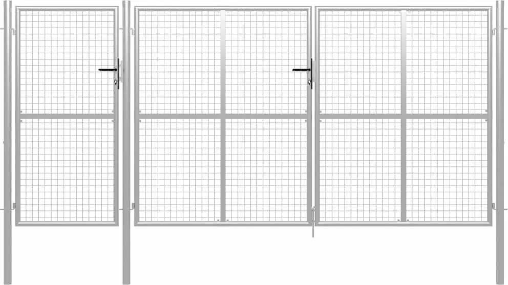 vidaXL Poartă de grădină din oțel 400x150 cm argintie