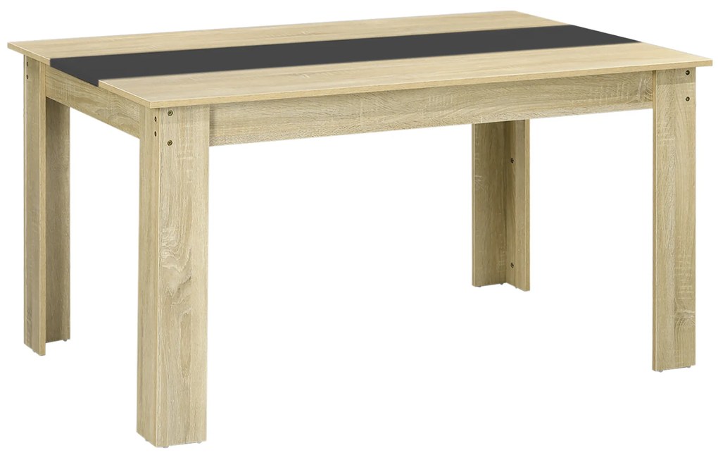 HOMCOM Masă de dining pentru 6 persoane din lemn aspect natur și negru, dim. 140L x 90l x 75H cm | Aosom Romania