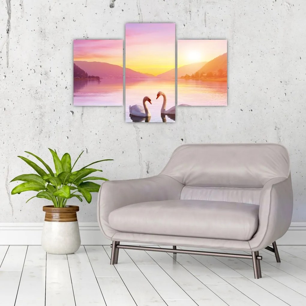 Tablou - Lebăde îndrăgostite (90x60 cm)