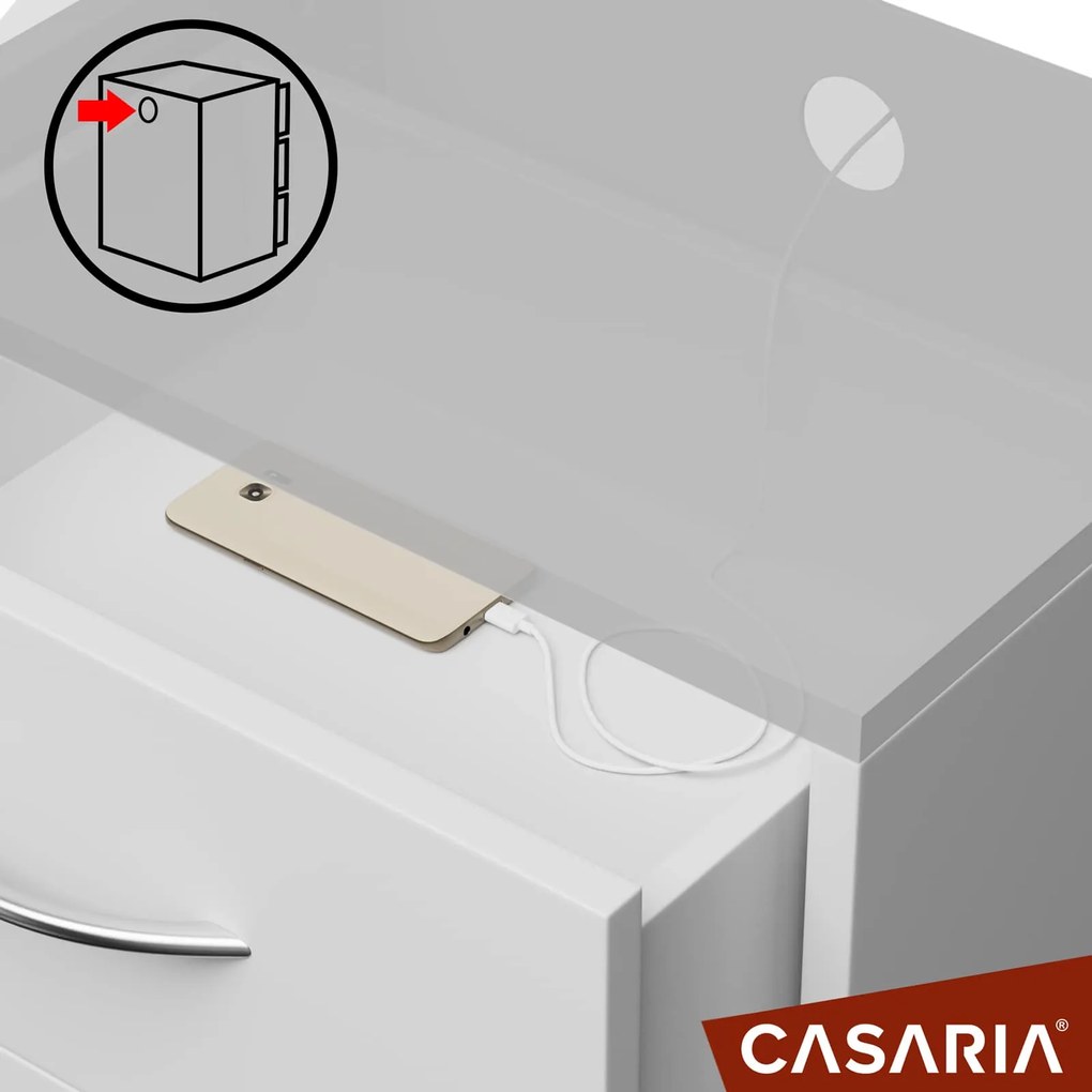 Casaria Noptieră ELOISE cu iluminare, 54x39x28cm, alb