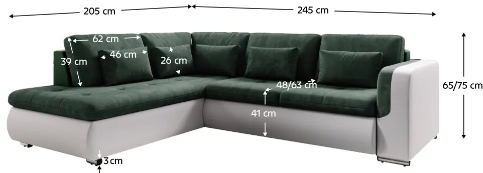 Colțar extensibil Foldo (seal 38 piele ecologică) (S). 1063846