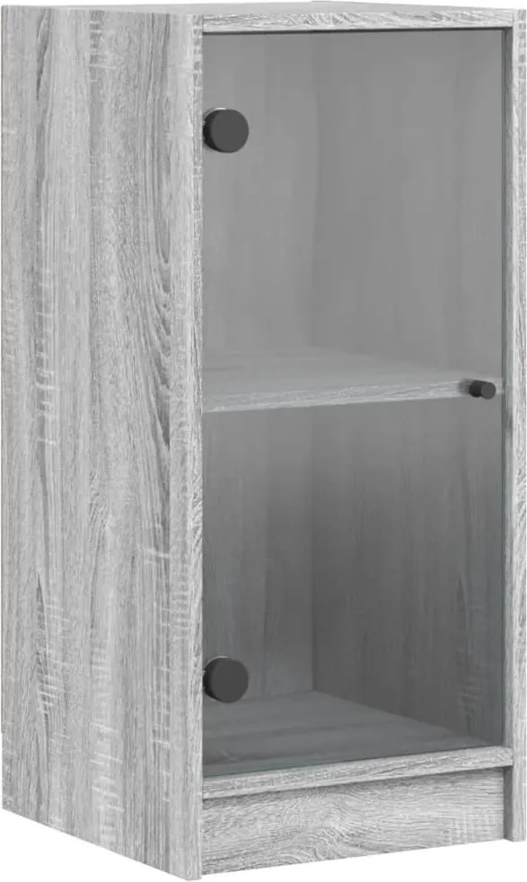 vidaXL Dulap lateral cu uși din sticlă, gri sonoma, 35x37x75,5 cm