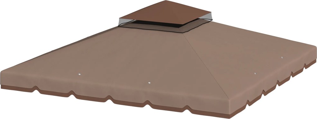 Outsunny Husă de Rezervă pentru Foișor 3x3 m din Grădină, Acoperiș Dublu Rezistent la Apă din Poliester 180g/㎡ Anti-UV 30+ cu 8 Găuri de Drenaj, Cașmir | Aosom Romania