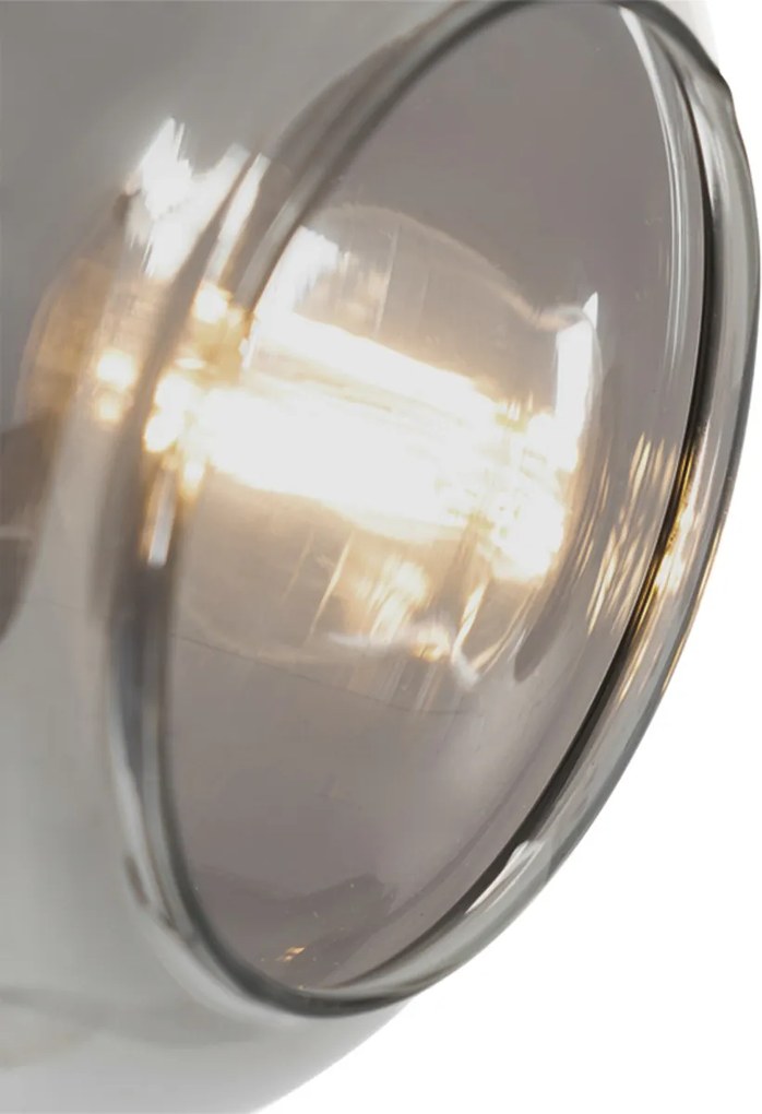 Lampa de podea neagră cu auriu cu sticlă fumurie cu 2 lumini - Zuzanna