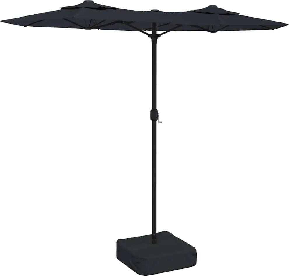 vidaXL Umbrelă de grădină cu două capete, negru, 316x145 cm