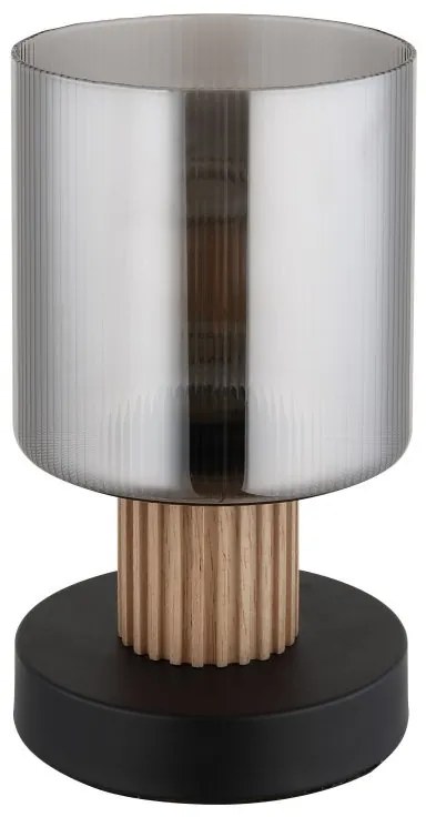Lampa de masa lemn maro sticla fumurie ALEIDIS