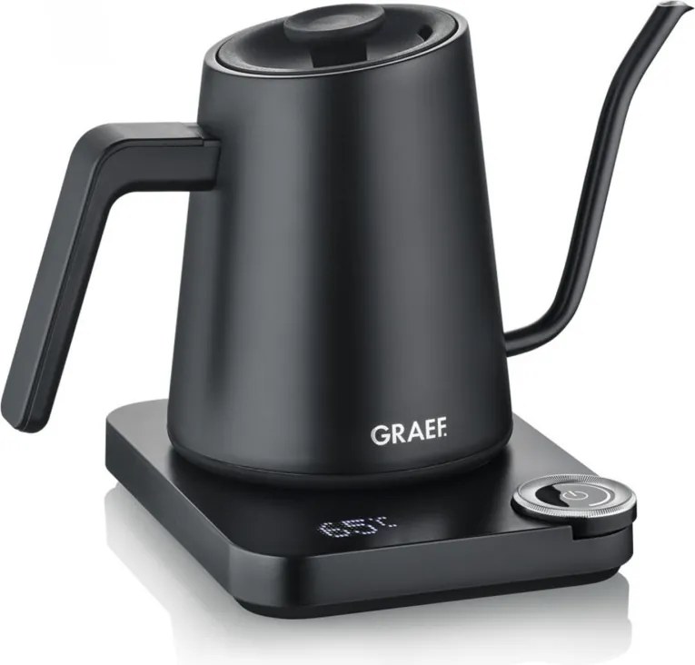 Cana electrica Graef Pour-over GK502, 1200 W, 900 ml, 40-100°C, Mentinerea caldurii, filtru, „gât de lebădă”, Negru mat