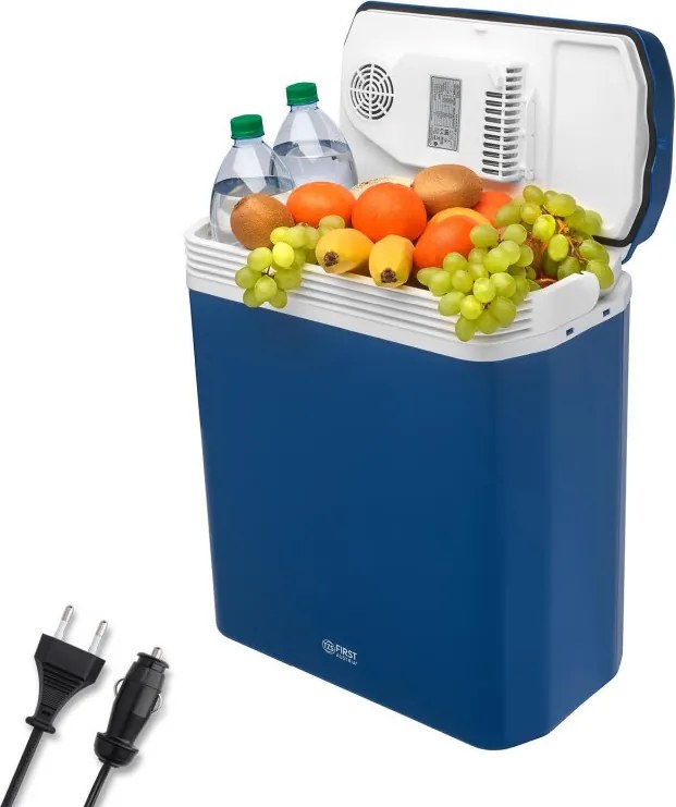 Lada electrica frigorifica First Austria FA-5170-4-BU, 58W, 24 l, Clasa E, 2 moduri, Separator intern, 12/220/240 V, Albastru/alb