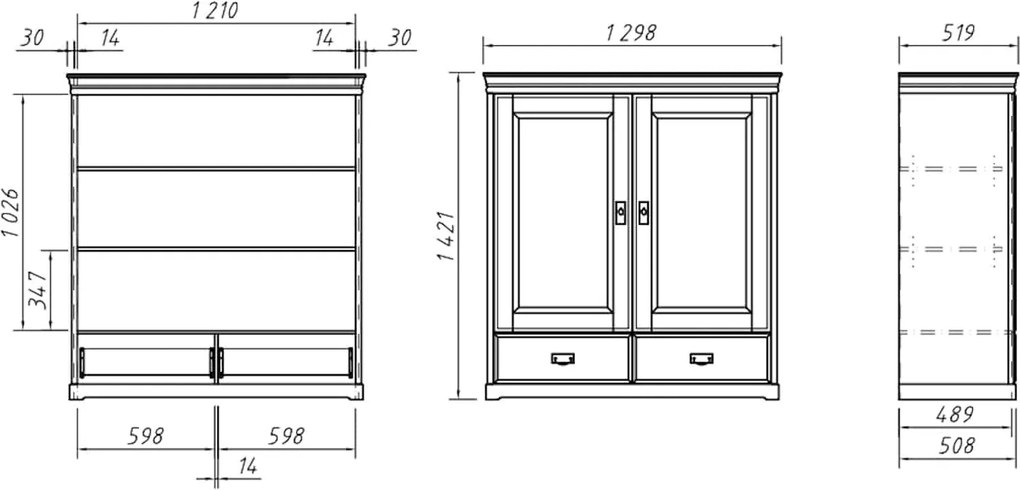 Dulăpior lemn masiv natur Florence, 130 × 50 × 142 cm