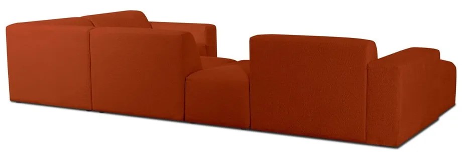 Colțar cărămiziu cu tapițerie din stofă bouclé (în formă de "U") Roxy – Scandic