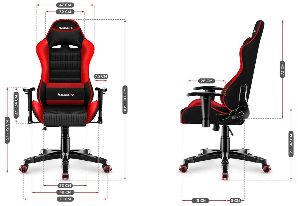 Scaun gaming pentru copii Rover 6 (negru + roșu). 1087548