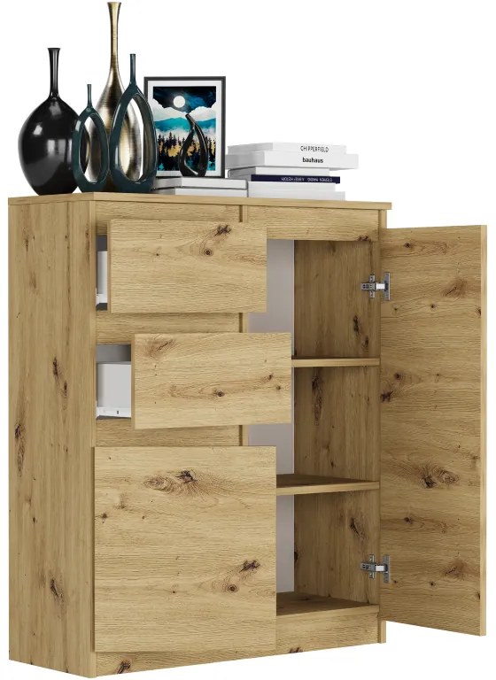 Comodă modernă fără mânere S-2 - diverse opțiuni de culoare sonoma mix biela