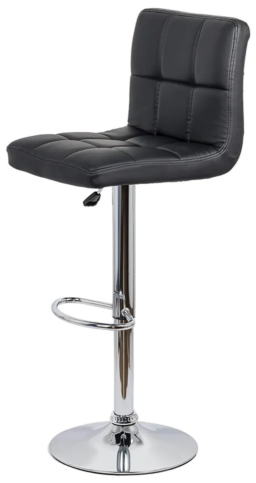 Scaun bar negru rotativ, reglabil pe inaltime, din piele sintetică ABS 191