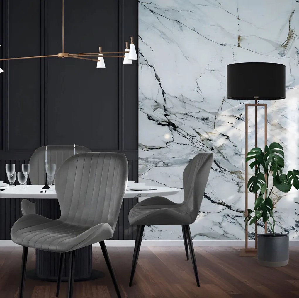 Set de 4 scaune din piele de căprioară gri scaun