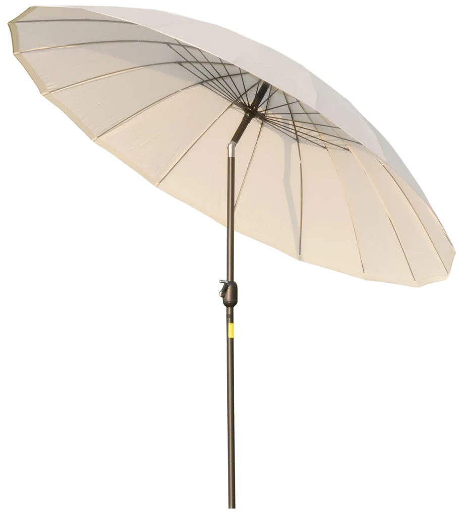 Outsunny Umbrelă de Grădină sau Terasă, Reglabilă cu Manivelă, Crem Alb, Ф255cm | Aosom Romania