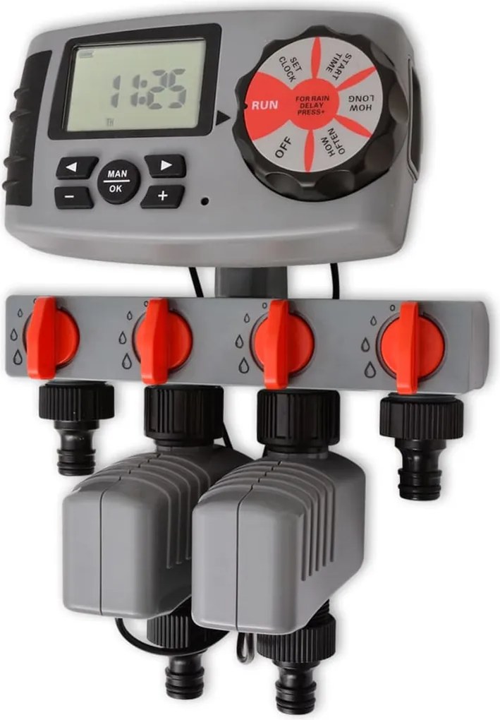 vidaXL 42352 Timer automat de irigare cu 4 stații 3 V