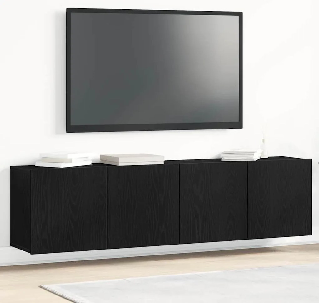 vidaXL Mobilier TV 2 buc., stejar negru, 160x30x41 cm, lemn stratificat