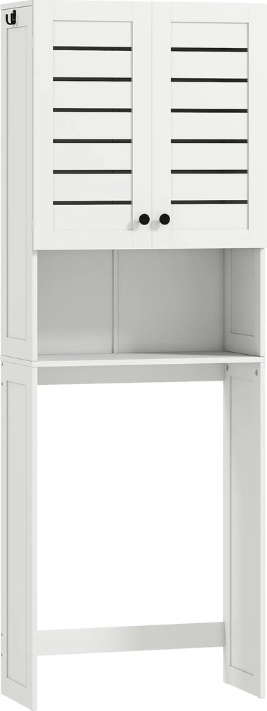 HOMCOM Dulap Deasupra WC cu 2 Uși și Raft Deschis, din Lemn Alb | Aosom Romania