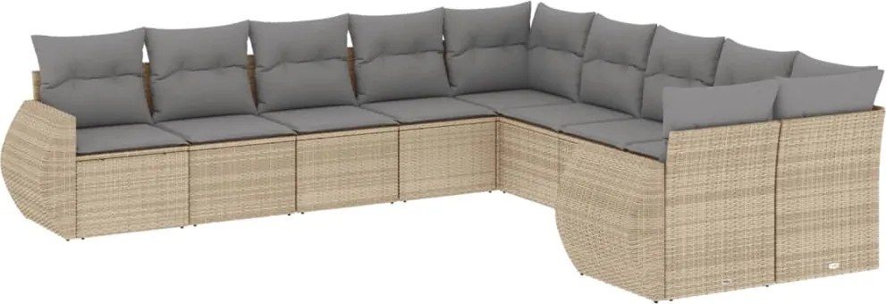 vidaXL Set canapele de grădină cu perne, 10 piese, bej, poliratan