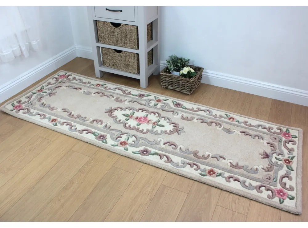 Covor din lână FlairRug Aubusson, 67 x 210 cm, bej