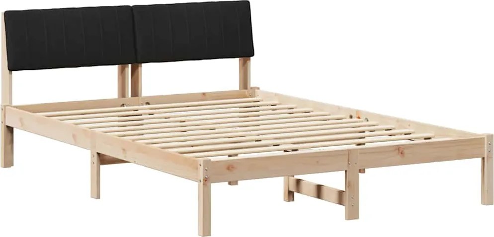 vidaXL Cadru de pat Maro și negru 135 x 190 cm Lemn masiv de pin