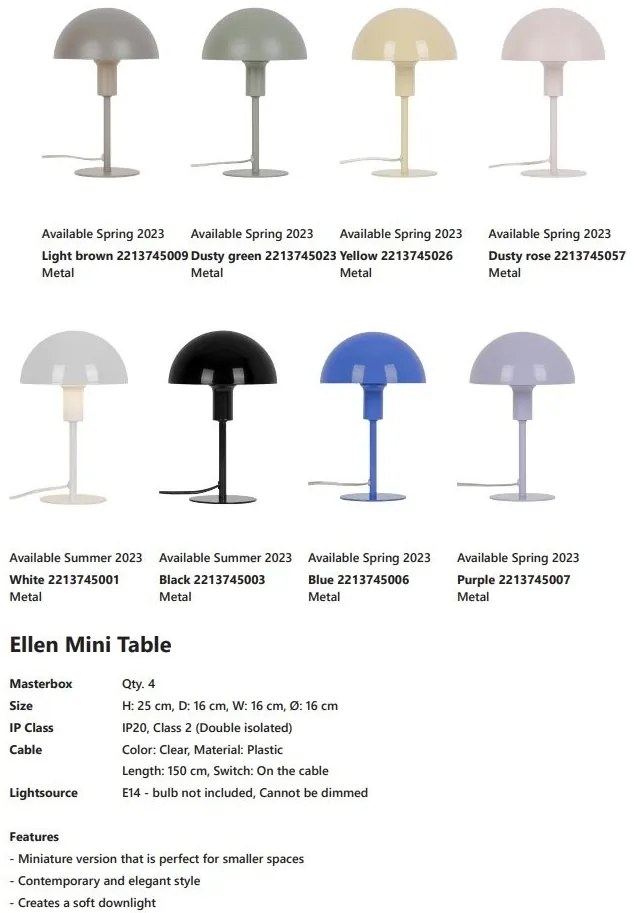 Veioza, lampa de masa design minimalist scandinav Ellen Mini White