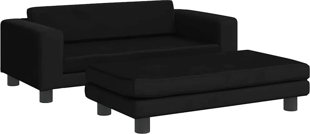 vidaXL Canapea pentru copii cu taburet negru 100x50x30 cm catifea