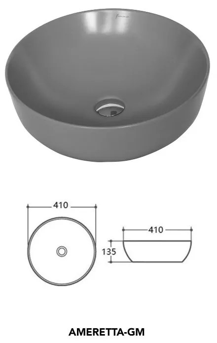 Lavoar pe blat, Fluminia, Amereta-MG, diametru 41 cm, gri mat