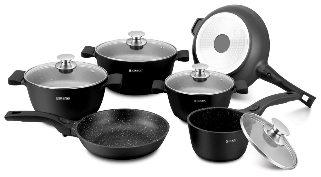 Set Oale marmorate 16 piese Herzog HR-ST16M - Negru