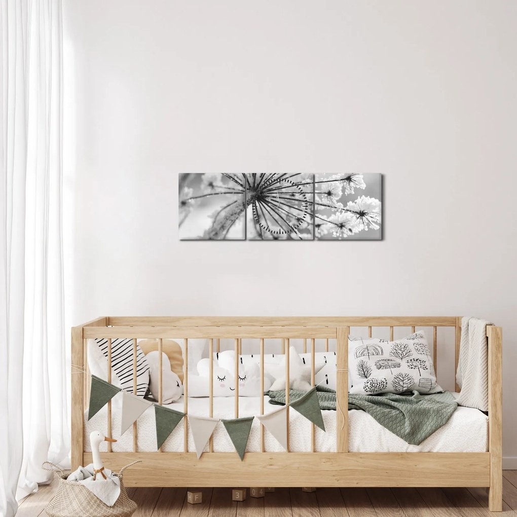 Tablou - Floare în timpul iernii (cu ceas) (90x30 cm)