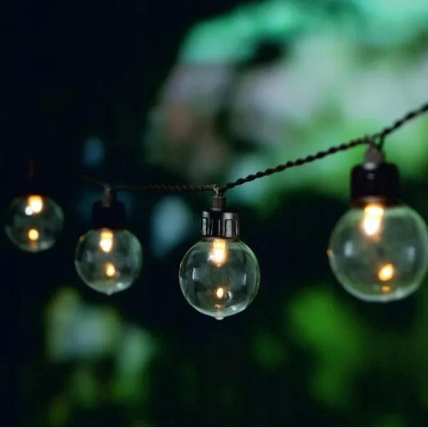 Ghirlandă solară decorativă cu 20 de LED-uri, 8 funcții, 500 mAh, 7,6 m, IP67, alb cald