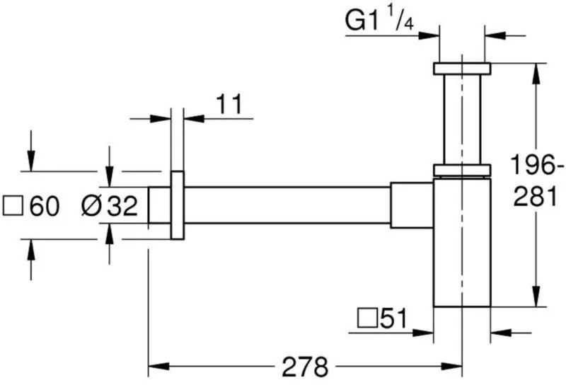 Grohe Sifon estetic lavoar, crom