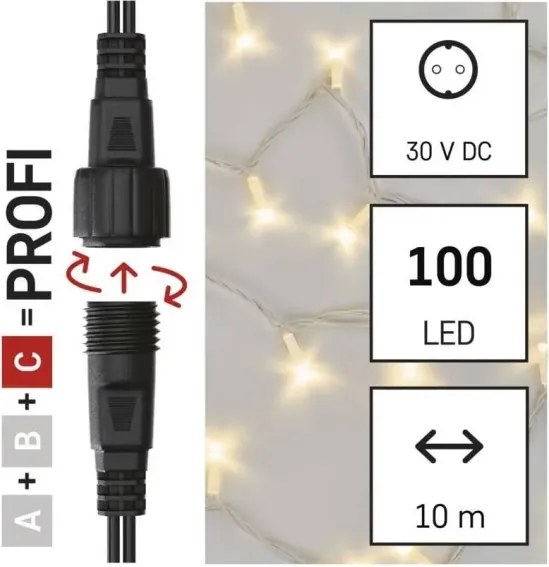 Instalație luminoasă LED pentru exterior 100xLED/10m IP44 alb cald