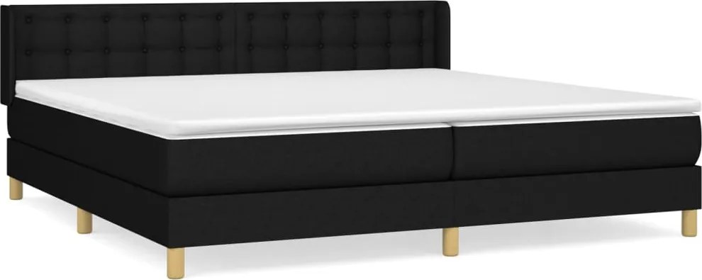 vidaXL Pat box spring cu saltea, negru, 160x200 cm, textil