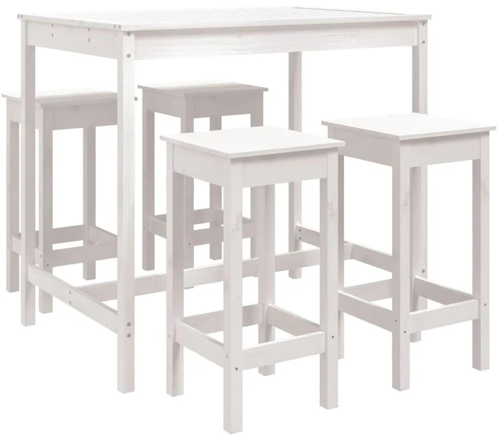 3154746 vidaXL Set mobilier de bar pentru grădină, 5 piese,alb, lemn masiv pin