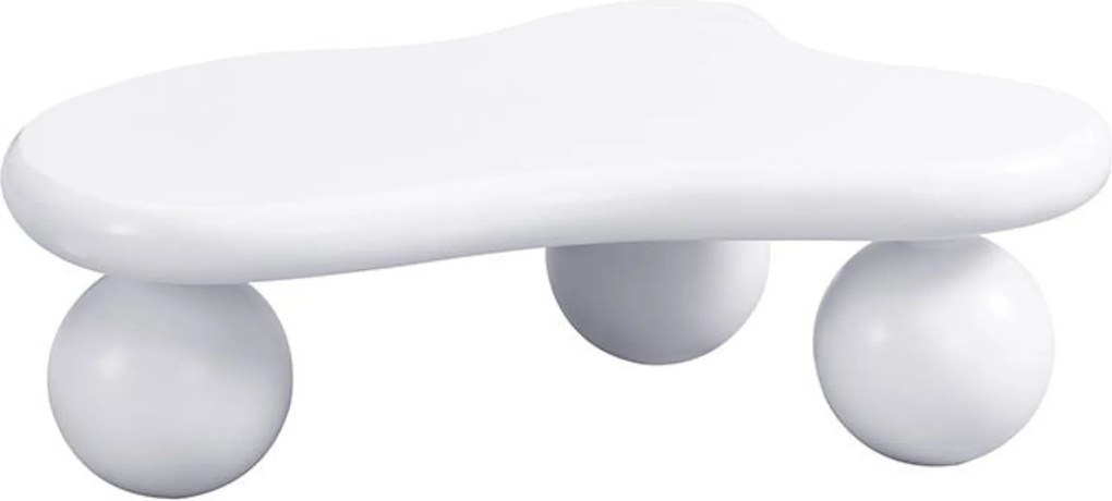 Masă de cafea în stil de nor, cu iluminare LED și design cu picioare rotunde, 95x62,5x32 cm, Alb