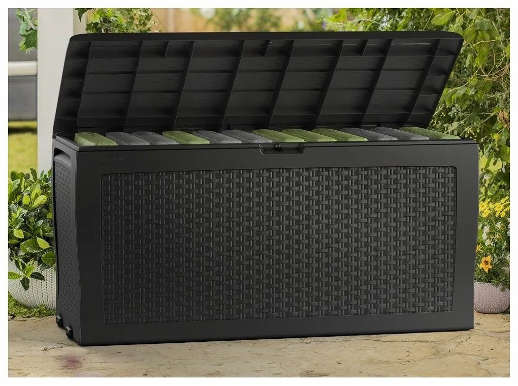 Keter Cutie de depozitare pentru grădină SamoaRattan antracit 270 l, 117 x 57 x 45 cm