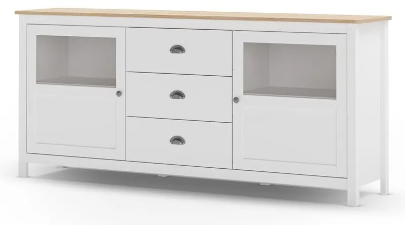 Comodă albă joasă din lemn de pin 180x80 cm Misti – Marckeric